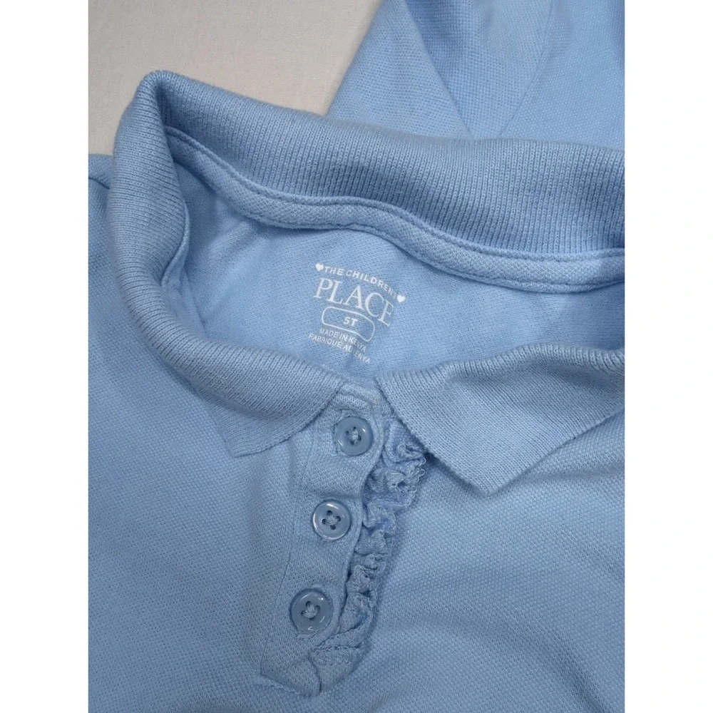 Lot Of 2 The Childrens Place Girl 5t Uniform Ruffle Soft Stretch Pique Polo Blue